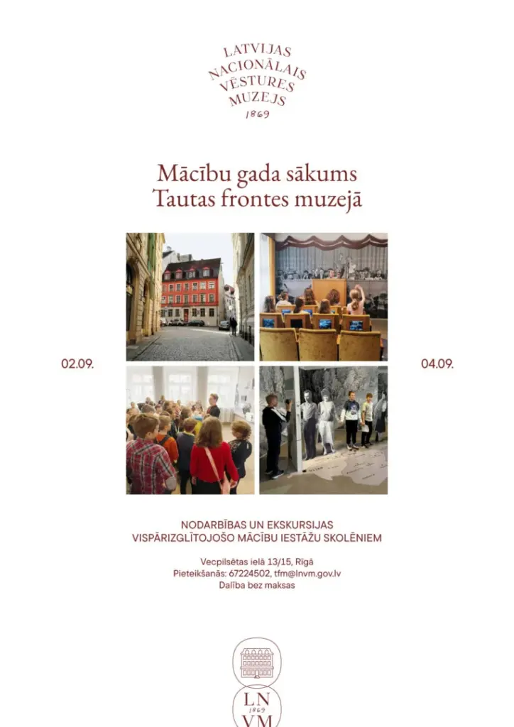 Tautas frontes muzejs Rīgā: skolēnu grupām bez maksas 2.–4. septembrī